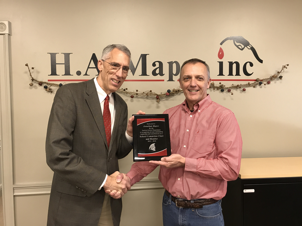 Kudos to Jon Mapes for 6 years of service on Sanford School Committee