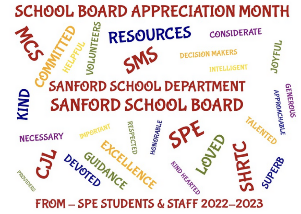 SPE student leaders present at School Board Meeting Sanford Pride Elementary School