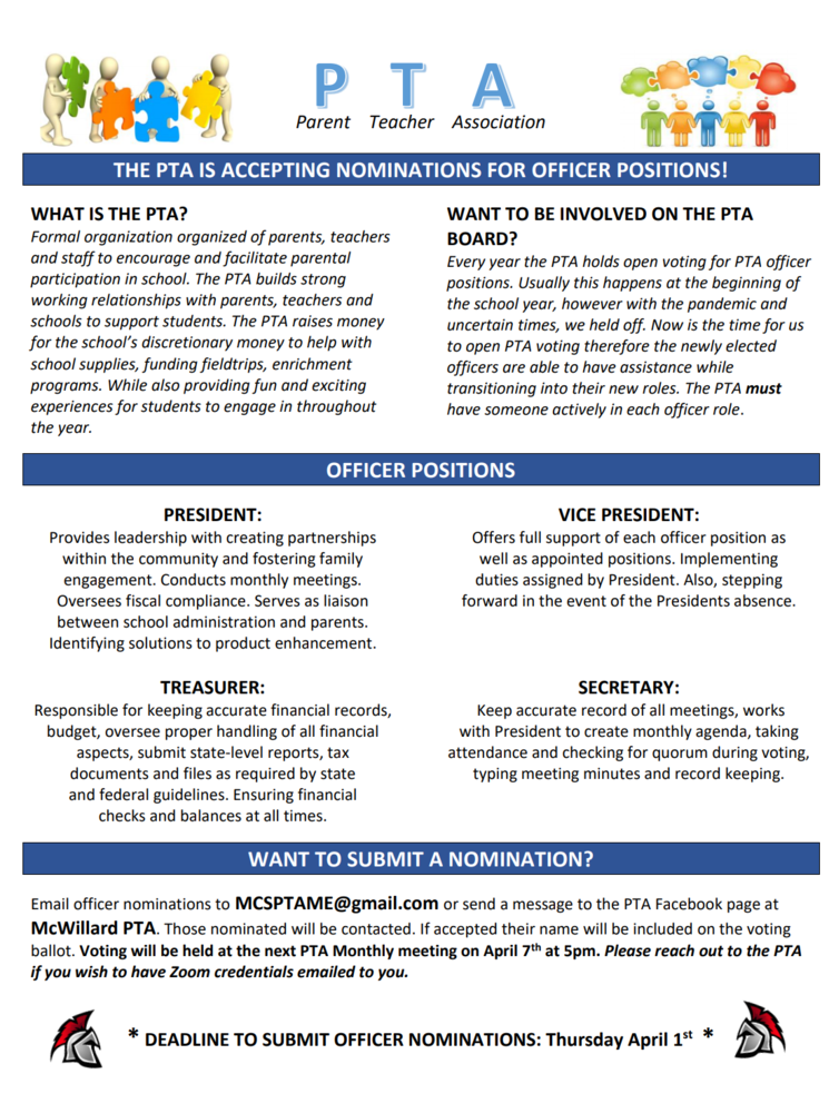 PTA Accepting Nominations