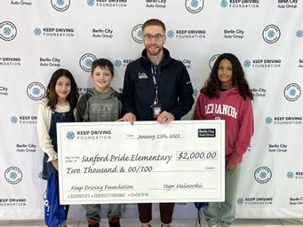 Sanford Pride Elementary’s 4th-grade team was awarded a grant by the Berlin City Auto Group Drive for Education Program to help cover transportation costs for field trips.