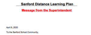Sanford K-4 Distance Learning Plan