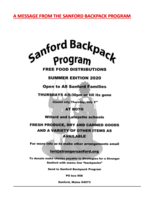 Flyer for Sanford's Backpack Program