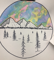 Ms Orchard ‘s Art students work on a water color piece by the artist, Jen Aranyi. Students are using their color wheel knowledge to create beautiful landscapes.