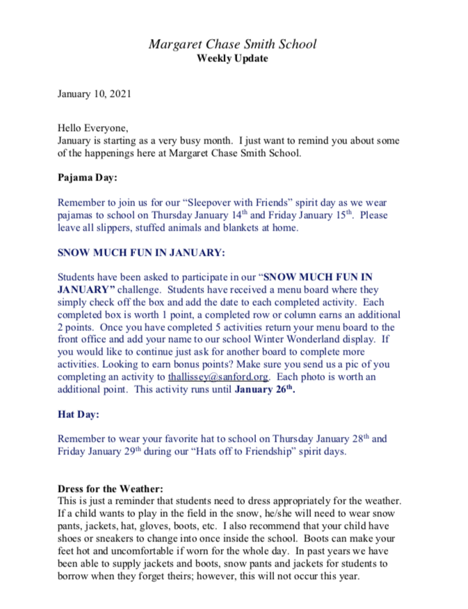 This Week's Principal's Newsletter