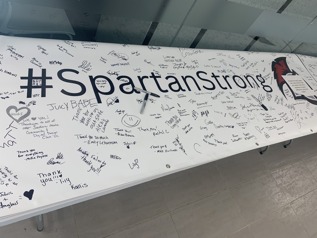 Students at Sanford High School and Sanford Regional Technical Center signed #SanfordStrong and #SpartanStrong banners thanking local first responders today. The banners will be displayed at tonight’s Holly Daze Parade!