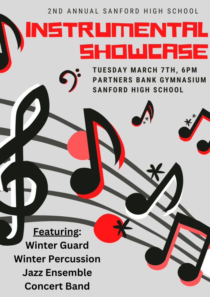 Come out to the 2nd Annual High School Instrumental Showcase TOMORROW! The concerts starts at 6 p.m. in the competition gym at the high school. It features every instrumental ensemble SHS offers. It's a really great concert to see the variety of music that our students are able to perform!